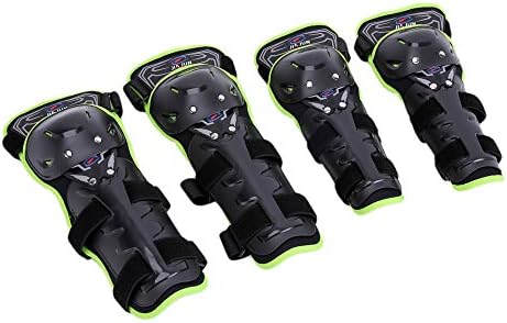 HAHAHA Cycling Motorcycle Knee Pads and Elbow Pads Children Ski Skating Skiing Knee Pads Brace Guards Sleeves 2 elbow and 2 knee (Black) 46465 (Green)