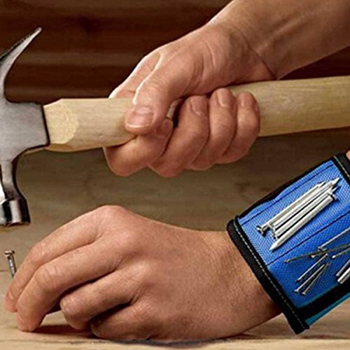 Latinaric Blau 39×5 cm Nylon Abeiter Atmungsaktiv Magnetarmband für Schrauben Nägel Bolzen - 4