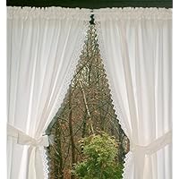 weißes Gardinenset 2 Schals mit Klöppelspitze