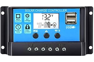 Solar Charge Controller, Weytoll 30A 12V/24V Solar Panel Controller, Battery Intelligent Regulator Charge Controller with Dual USB Ports Light Timer Control LCD Display for DIY Solar Power