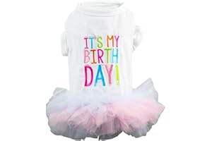 WIZ BBQT Dog Birthday Tutu Dress Dog Clothes for Small Dogs Girl Chihuahua Yorkie Birthday Party Outfit (Small, Birthday)