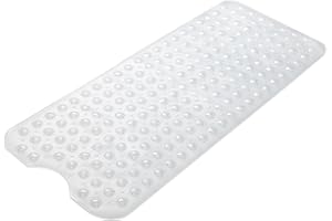 ADOV Alfombrilla Antideslizante para Bañera, 100x40 cm Alfombrilla de Baño Extra Larga, 200 Ventosas, Agujeros de Drenaje, Lavable a Máquina, Resistente al Moho, Material PVC, Alfombra Ducha