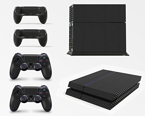 giZmoZ n gadgetZ PS4 Console Carbon Black Colour Skin Decal Vinal Sticker + 2 Controller Skins Set