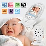 FLOUREON VB601 Babyphone 2,4 GHz Wireless Digital Baby Monitor Baby Phone Baby Überwachungskamera 2 Wege Audio 2 Zoll LCD Monitor 8 Schlaflieder Temperaturanzeige Nachtsicht - 2