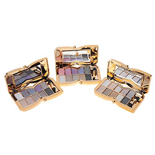 Augenschminke 10 Farben Wasserdicht Glitter Lidschatten Eyeshadow Palette make up Palette mit Pinsel (Type1) - 5