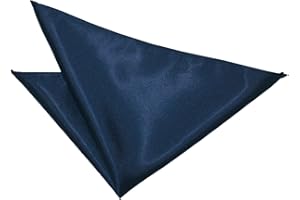 AAMERA Mens Navy Blue Hanky Handkerchief Pocket Square Plain Satin Solid Wedding Accessory