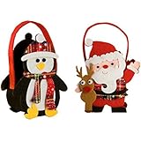 Mopec Cestitos de Santa y Pingüino, Fieltro, Rojo, 6.2x11x6 cm, 2 Unidades