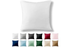 Alreya Renforcé Kissenbezug 80 x 80 cm - 100% Baumwolle mit Reißverschluss, Superweicher Kopfkissenbezug 80x80, Kissenhülle, Weiß, nur Kissenbezug