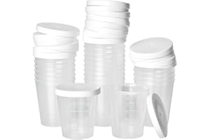 ‎VBS VBS 24 Mini-Becher mit Deckel 30ml mit Mengenskala Schnapsgläser Medikamentenbecher Medibecher Mischbecher