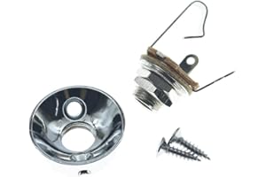 KAISH Piastra jack elettrosocket per chitarra elettrica con filettatura americana in ottone cromato con uscita mono jack e viti per FD American/MIM Style Tele/Telecaster