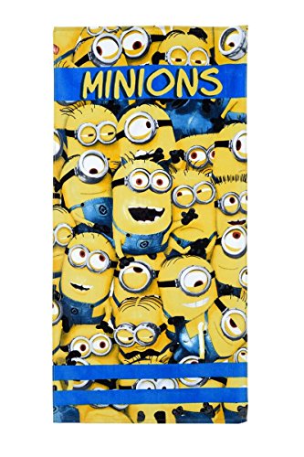 Minions Frottee Bade Strandtuch 140 x 70 cm (4325) Badetuch aus 100% Baumwolle, großes Handtuch mit ICH einfach unverbesserlich Minions Motiv