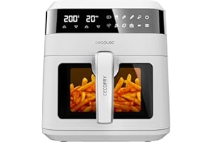 Cecotec Friteuse sans Huile à Air Chaud 6 L Cecofry Experience Window White 6000. 1300 W, Technologie PerfectCook, Température réglable, Fenêtre, Panneau Tactile, 9 Modes, Minuterie