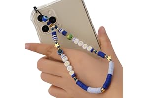 Uposao Pulsera de cuentas para teléfono móvil Smiley Cara universal cordón de perlas para mujer, niña, perlas bohemias, abalorios para teléfono móvil, cordón de muñeca