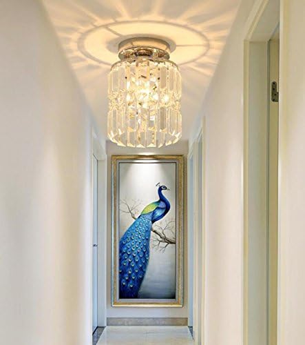 Moderne Plafonnier K9 Cristal Plafond Lampe Ronde Créative Mode Élégante Clair Argent-Couleur Pendentif Luminaire Intérieur Fer Argent-Lampe de Couleur Titulaire Clair Lustre Supérieur Ø15 * 24cm