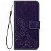 Galaxy J5 Prime Leather Case,Galaxy J5 Prime Floral Wallet Case,Leeook Card Slots Pu Leather Magnetic Closure Bookstyle Elegant Retro Pressed Flower Strap Flip Wallet Proective Case Cover with Stand for Samsung Galaxy J5 Prime+1x Black Stylus-Flower,Purple