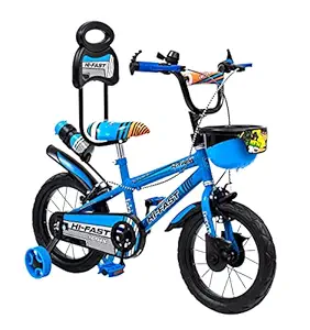 Hi-Fast 14 inch Kids Cycle for Boys & Girls 3 to 5 Years with Steel Rim & Training Wheels (Semi-Assembled)