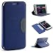 Produktbild Samsung Galaxy S7 Schutz Tasche Shiny Wallet Style Handy Schutz Hülle mit Standfunktion und Kartenfach Flip Tasche Magnetverschluss Deluxe Case ScorpioCover blau