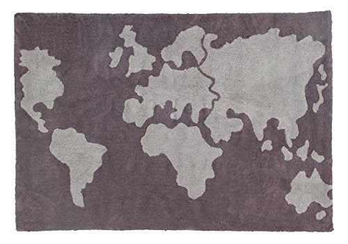 Lorena Canals World Map Washable Rug (Dark/Light Grey)