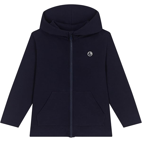 Petit Bateau Felpa Bimba Maniche Lunghe 24 Mesi - 100% Cotone Righe Blu Medieval/Montelimar