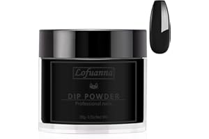 Lofuanna Poudre à Tremper pour Ongles,30g Noir Dipping Powder Manucure pour Ongles Français Kits,Pas Besoin de Lampe à Ongles pour le Salon ou la Maison (005)