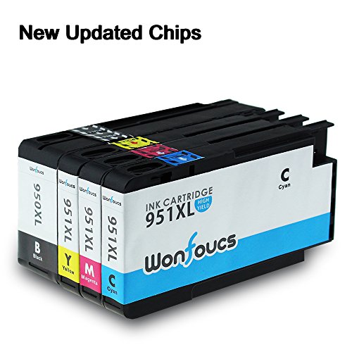 Wonfoucs Kompatible Tintenpatronen Als Ersatz für HP 950XL 951XL officejet pro 8620 8610 8600 Plus 276dw 8100 8615 251dw 8625 8660 8640 8630 Drucker (1 x Schwarz , 1 x Cyan ,1 x Magenta , 1 x Gelb)