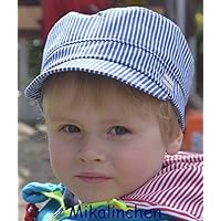 Michelmütze Baumwolle blau/weiß gestreift