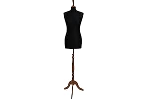 The Shopfitting Shop DELUXE Size 12 Female Dressmaking Dummy Tailors Bust Mannequin BLACK Jersey ROSE WOOD Tripod Wooden Stand