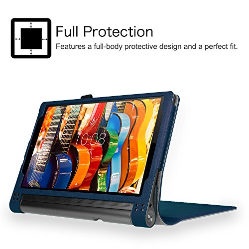 Fintie Lenovo Yoga Tab 3 Plus / Yoga Tablet 3 Pro Hülle – Folio Premium Kunstleder Schutzhülle Tasche Cover mit Standfunktion für Lenovo Yoga Tab 3 Plus / Lenovo Yoga Tablet 3 Pro 25,6 cm (10,1 Zoll) Tablet-PC (Not für Lenovo Yoga Tab 3 10), Marineblau - 3