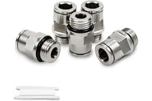 Bwintech 5 Pcs 4mm Tubing OD x 1/4" BSP Male Thread with O-Ring Straight Nickel-Plated Brass Push to Connect Pneumatic Push Lock Fitting