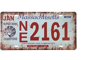 FÉENOMENN Plaque Métal Immatriculation Vintage - Etat MASSACHUSETTS USA (15x30cm)