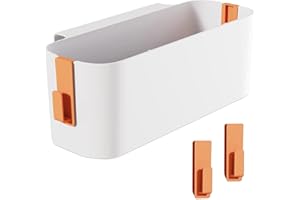 VIQIHEOE Scatola di Stoccaggio con Ganci, Cestino Portaoggetti da Appender, Cesto Portaoggetti da Appendere al Comodino, Organizer Sospeso per Letto con 2 Ganci Rimovibili, per Libro, Cellulare(Arancione)