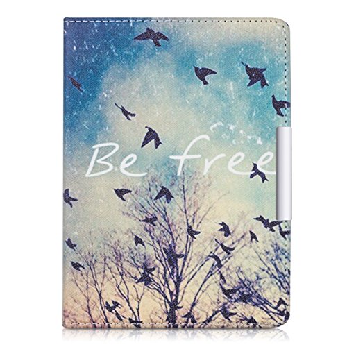 kwmobile Hülle für Tolino Vision 1 / 2 / 3 / 4 HD – Flipcover Case eReader Schutzhülle – Bookstyle Klapphülle Be free Design Schwarz Blau Weiß - 2