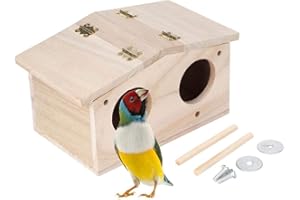 LECXIN Maison d'oiseau, nid d'oiseau durable en bois pour animaux de compagnie Maison d'élevage Accessoires pour cage à oiseaux avec porte à deux trous pour perroquets hirondelles oiseaux et autres animaux