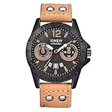 Herren Quarz Uhren, Moeavan Clearance on Sale Leder Armbanduhren für Männer mit Kalender-Datumsfenster (Braun)