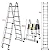 Produktbild TQ Klappleiter Anlegeleiter Teleskopleiter Mehrzweckleiter Stehleiter Ausziehbar Klappbar 150 kg aus Aluminium Teleskop-Design (mit Rutsch-Gummi und Stahl-Sicherungsstiften) (5M Klappleiter)