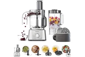 Kenwood MultiPro Express FDP65.820SI - Procesador de Alimentos 1000 W (bol de 3 L, batidora de vaso de 1.5 L, exprimidor, accesorios de corte, accesorios Express Serve y Express Dice)