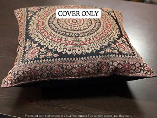 GANESHAM HANDICRAFTS Ganesham artigianato etnico indiano decorativo broccato di seta Handmade hippie Room Decor Bohemian mandala design cuscino copertura e sedia cuscini del divano 40,6 x 40,6 cm