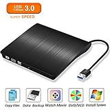 Externes DVD Laufwerk, Sopoby USB 3.0 DVD/CD Brenner für Laptops und Desktops Notebook unterstützt Windows XP/2003/Vista/7/Win8, Mac OS - (Schwarz)