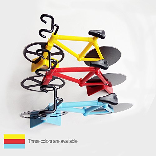 Fahrrad Pizzaschneider, handingsm Pizza Schneide Dual Edelstahl Antihaft Schneiden Rädern mit Ständer rot - 5