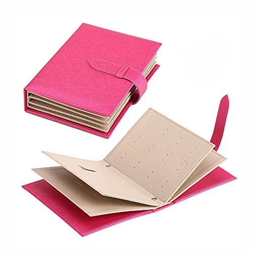 Anokay Schmuckbox Edel Schmuckhalter Aufhängen Ohrringhalter Ständer Schmuckständer Ohrhänger Modern schmuckkasten PINK Schmuckaufbewahrung Kästchen Leder