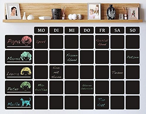 Tafelfolie Familienplaner Tafelfolie B x H: 60cm x 37cm Farbe: schwarz von Klebefieber®