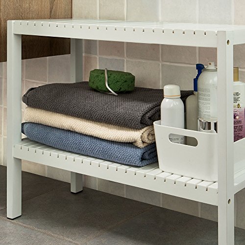 SoBuy® Badezimmerregal, Badezimmerschrank, Badregal,Handtuchhalter,Weiß FSR14-W - 7