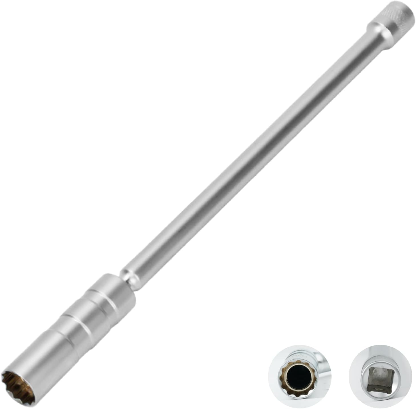 RowGlow llave de bujías 14 mm 3/8" 12 caras larga 293 mm, llave bujias larga 14 mm 12 caras 3/8" para automóviles, acero al cromo-vanadio (14cm)