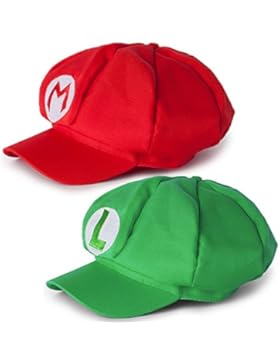 Katara 2er Super Mario Mützen Set Mario und Luigi für Erwachsene oder Kinder