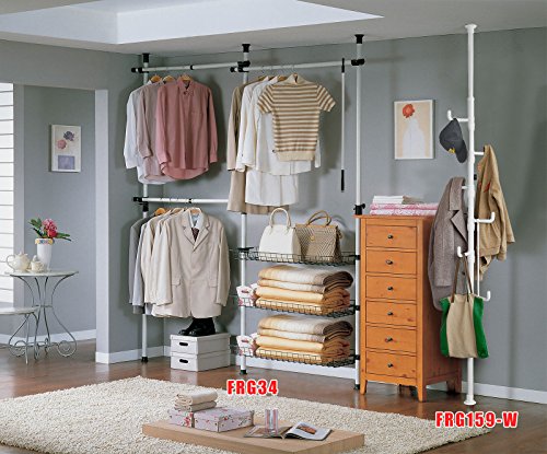 SoBuy® Teleskop Garderoben System mit 2 Stangen, Kleideraufbewahrungssystem, Regalsystem, FRG109 - 4