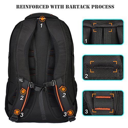 Mixi Tear/Wasser beständig Laptop Rucksack Schule arbeiten Business Reisetasche mit Dual Laptop Fächer, passend für die meisten 39,6 cm MacBook Computer und Tablets schwarz schwarz 20″ - 5