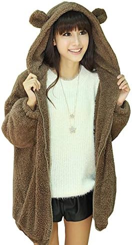 GGTFA Cute Warm Zipper Hoodie Sweater Hooded Jacket Sweatshirt Coat Outwear Brown Bear