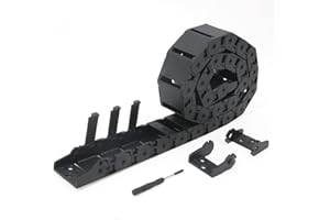 Zeberoxyz 18x37mm Drag Chain Length 1Meter Inside Open Type Black Plastic Flexible Cable Carrier R28 with 1Kit End Connectors (18mmx37mm-Inside Open)