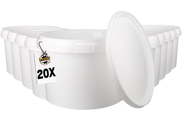 20 hinkar med lock 3 liter vit rund