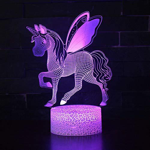 Unicorn 3D Illusion Nuit Lumière Win-Y LED Bureau Table Lampe 7 Couleur Tactile Lampe Maison Chambre Bureau Décor pour Enfants D'anniversaire De Noël Cadeau (Unicorn 5)